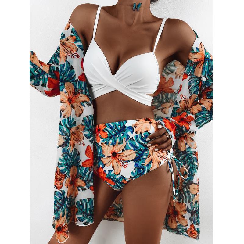 Women's Three Pieces Bikini Set Cover Up - DOLLY