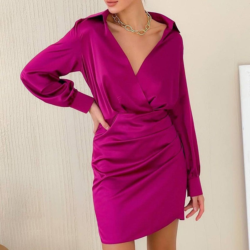 Satin Pencil Dress - ALEXA