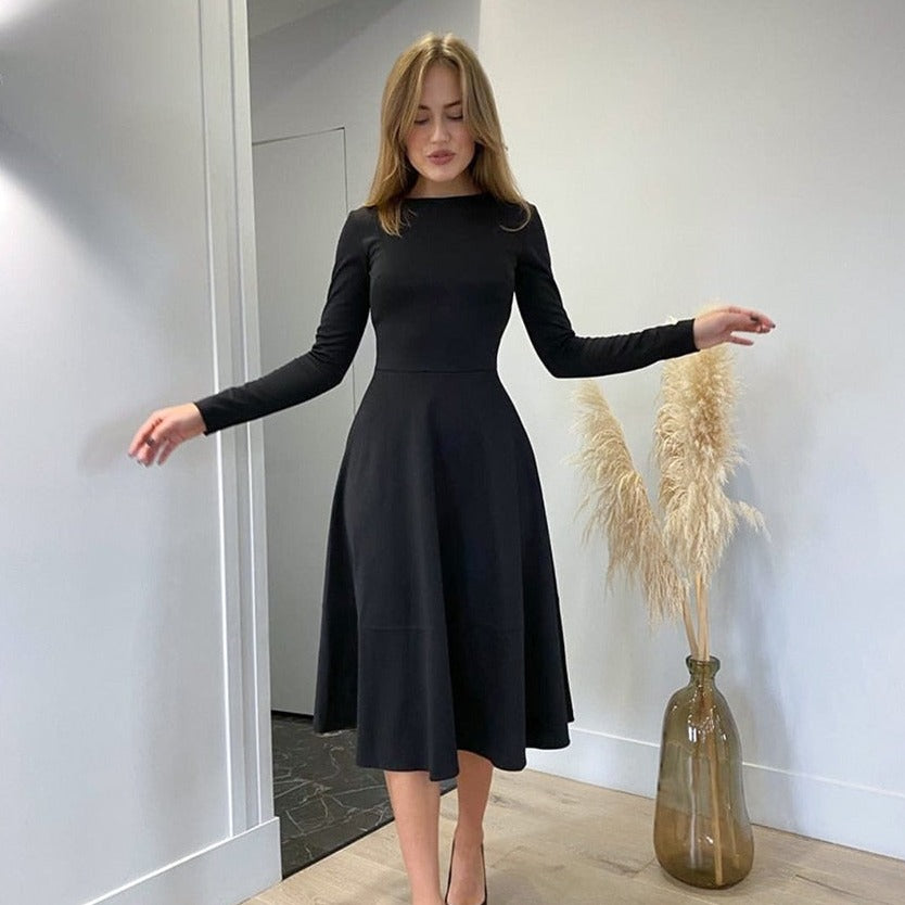 Woman's Long Sleeve Knee-Length Casual Dress - KASEY