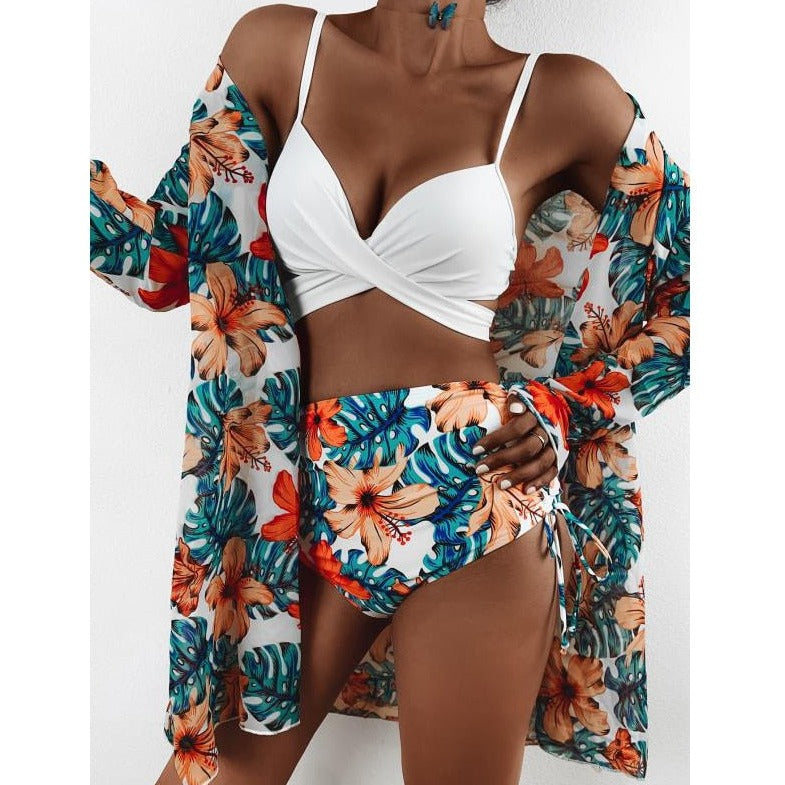 Women's Three Pieces Bikini Set Cover Up - DOLLY