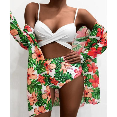 Women's Three Pieces Bikini Set Cover Up - DOLLY