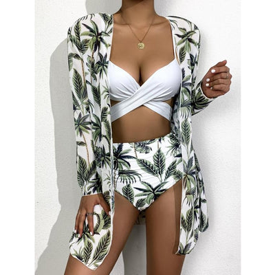 Women's Three Pieces Bikini Set Cover Up - DOLLY