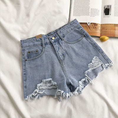 High Waist Ripped Denim Shorts - KYLIE