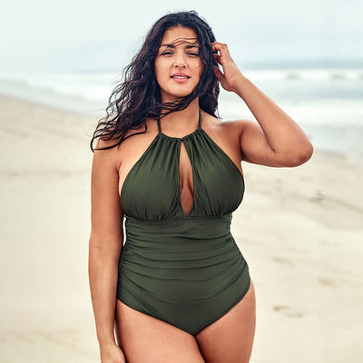 Women's Plus Size Backless One Piece Swimsuit - LEANNE