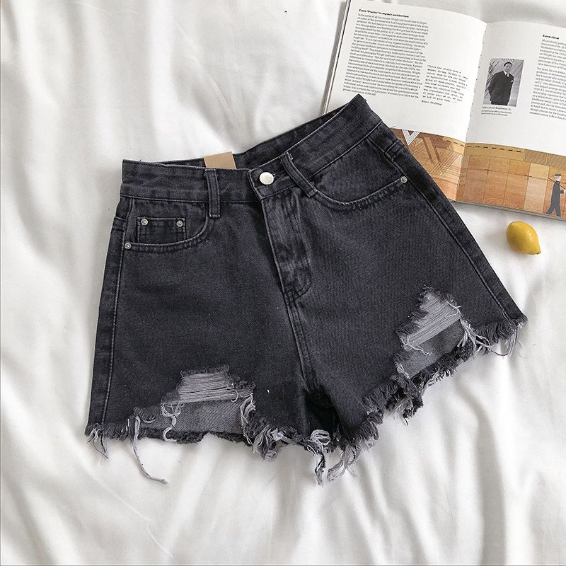 High Waist Ripped Denim Shorts - KYLIE