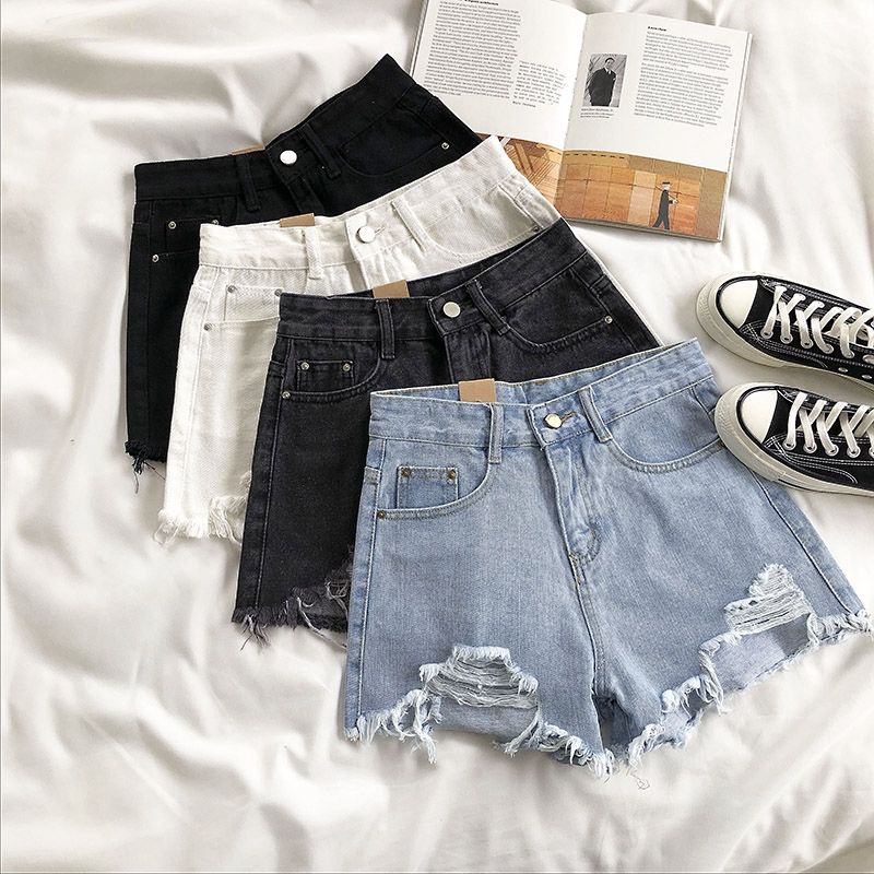 High Waist Ripped Denim Shorts - KYLIE