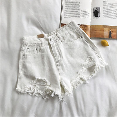 High Waist Ripped Denim Shorts - KYLIE