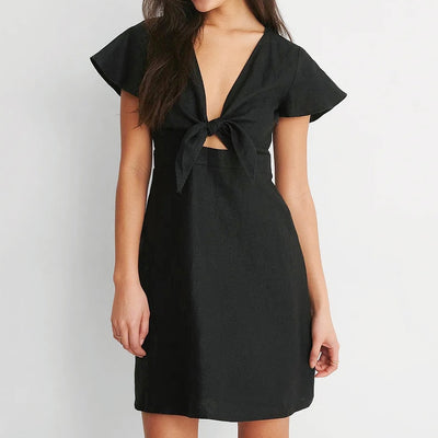 Hollow Out V-Neck Dress - Lavi