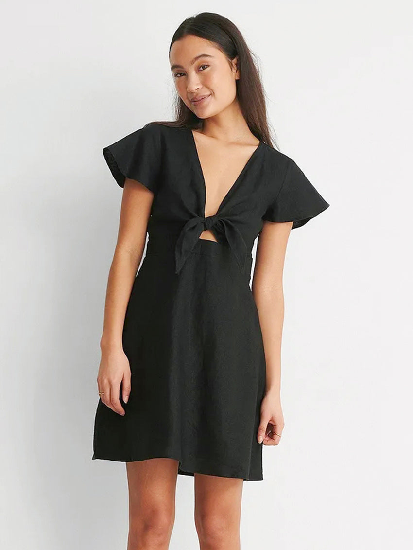 Hollow Out V-Neck Dress - Lavi