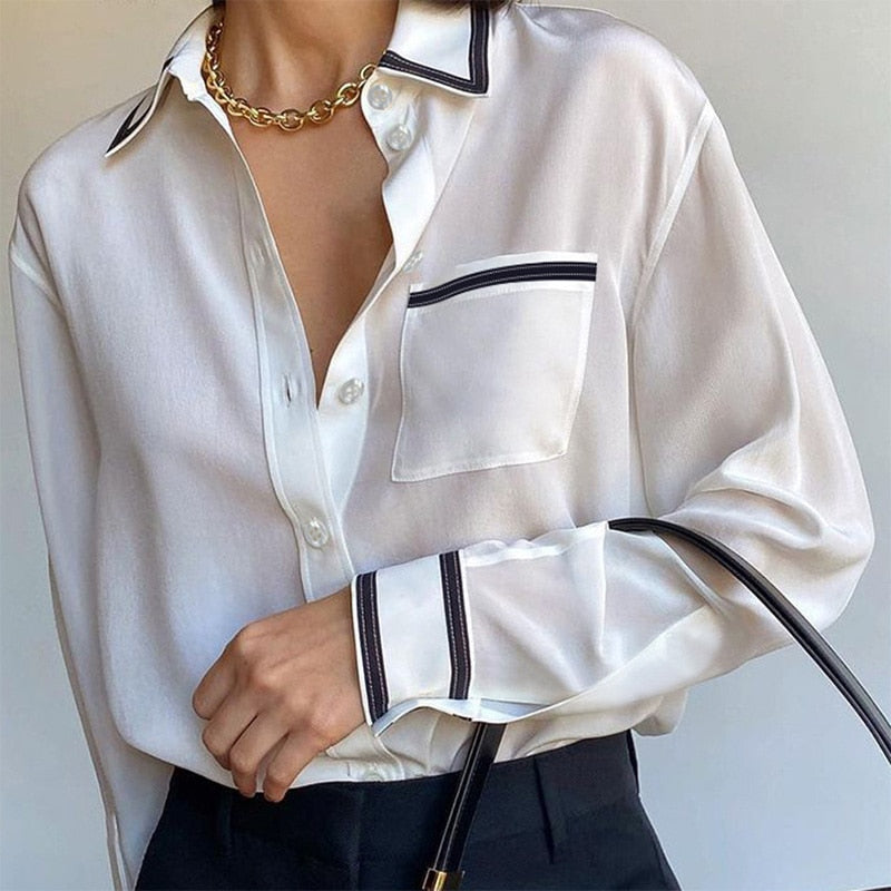 White Elegant Women's Shirt - SHIRLY