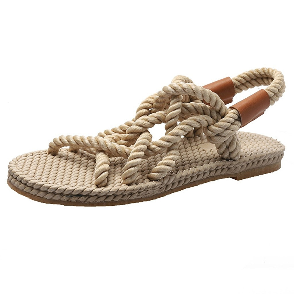 Woman Sandals Braided Rope - Glamela