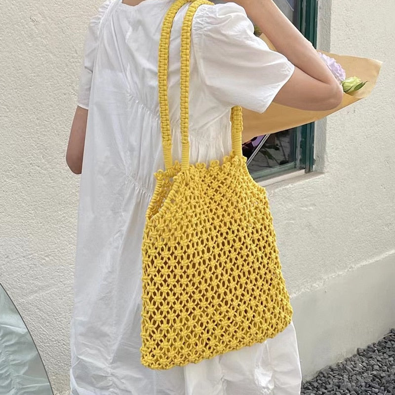 Women Mesh Beach Bag Net Shoulder Bag  - FASHEY