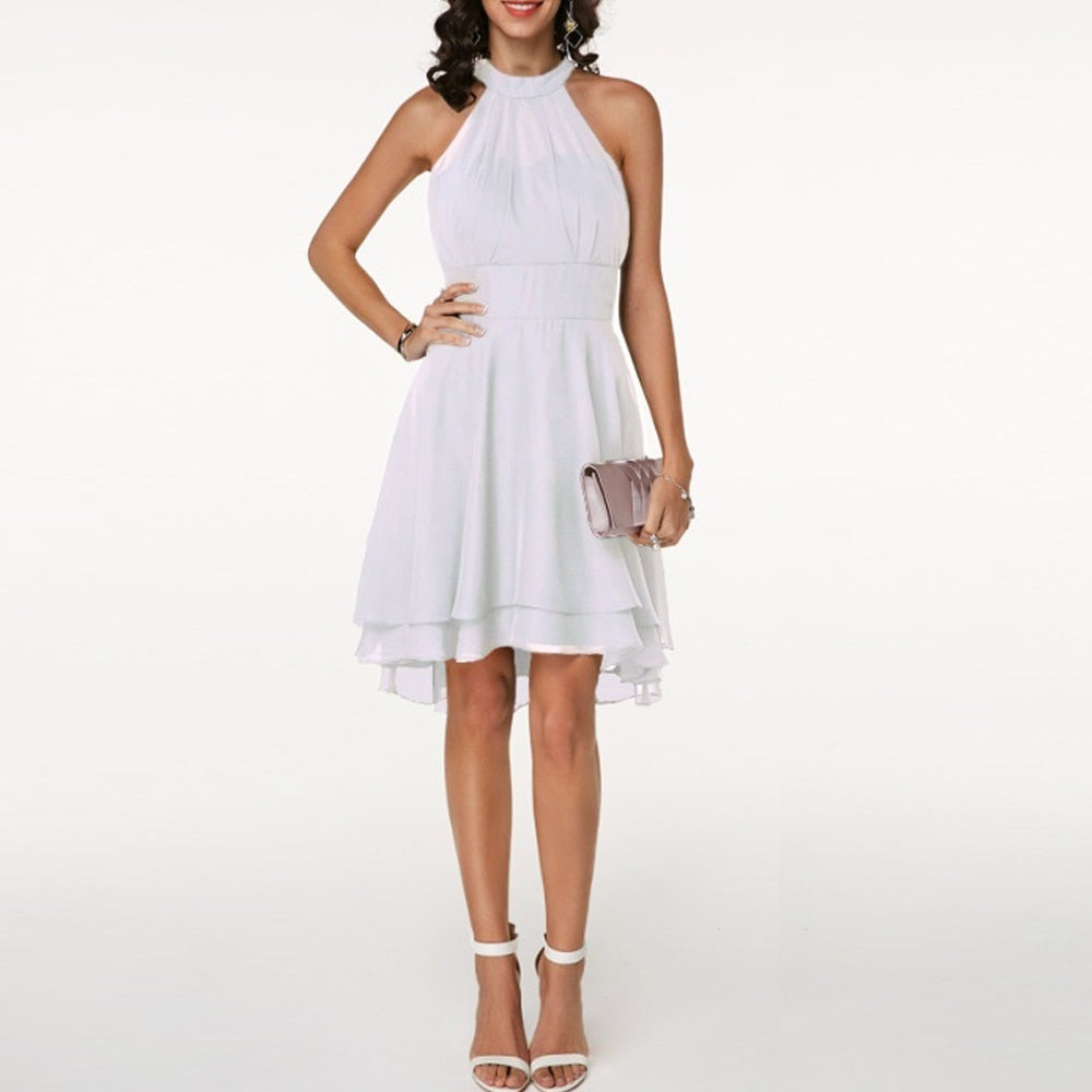 Elegant Midi Halter Dress - VALERIE