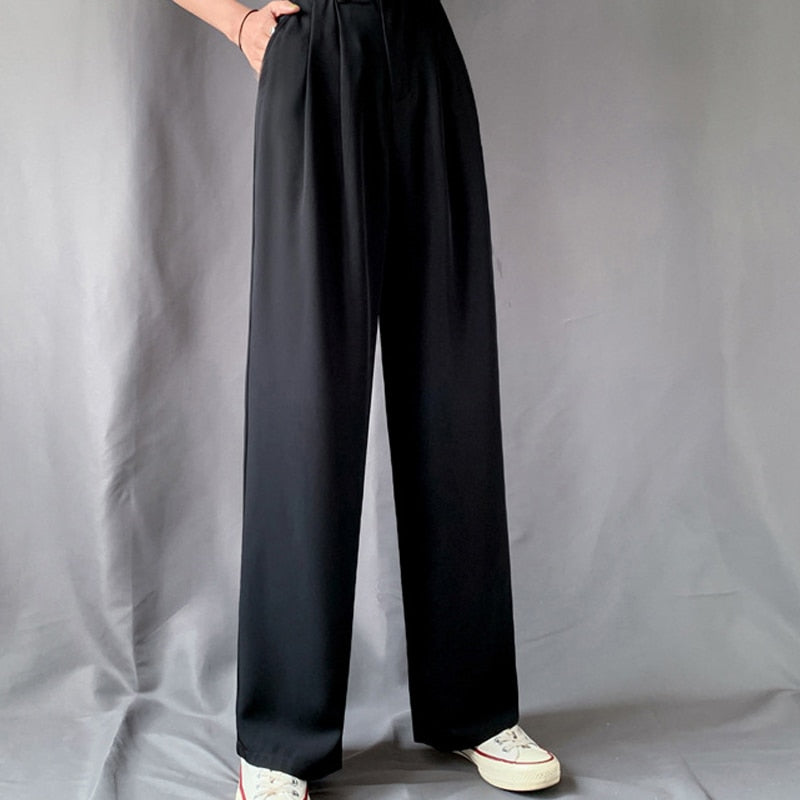 Pleated High Waist Loose Trousers And Shirt - Tilly