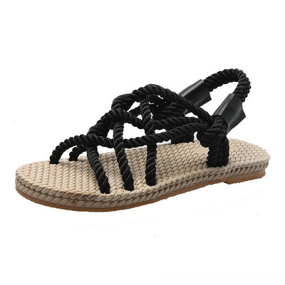 Woman Sandals Braided Rope - Glamela