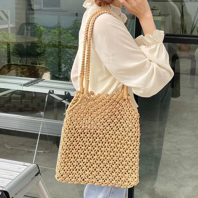 Women Mesh Beach Bag Net Shoulder Bag  - FASHEY