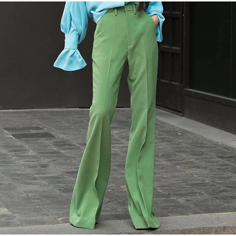 High Waist Mopping Trousers - AZALEA