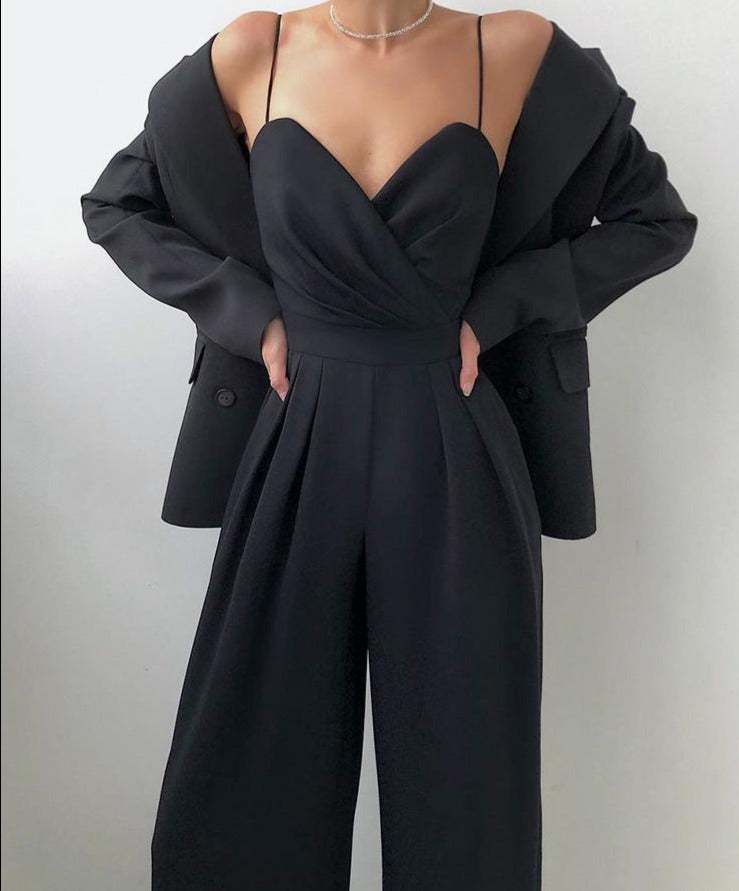 Elegant High Waist Wide Leg Jumpsuit - GEMZ