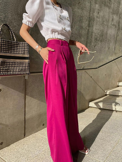 Pleated High Waist Trousers - KORA