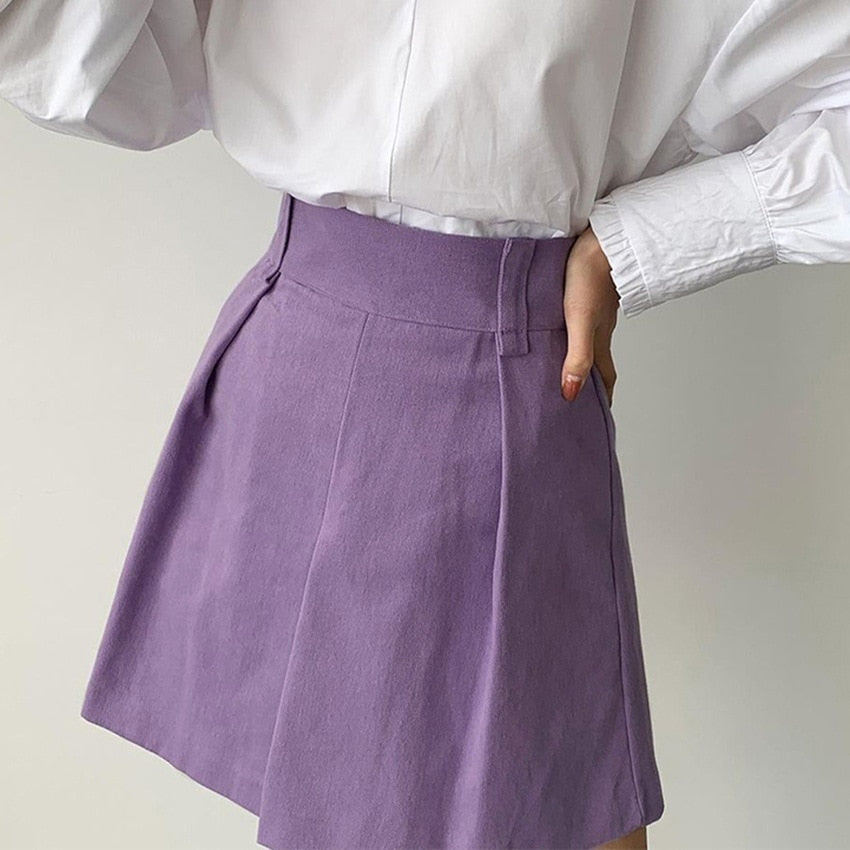 High Waist Folds Short Skirts - Viola