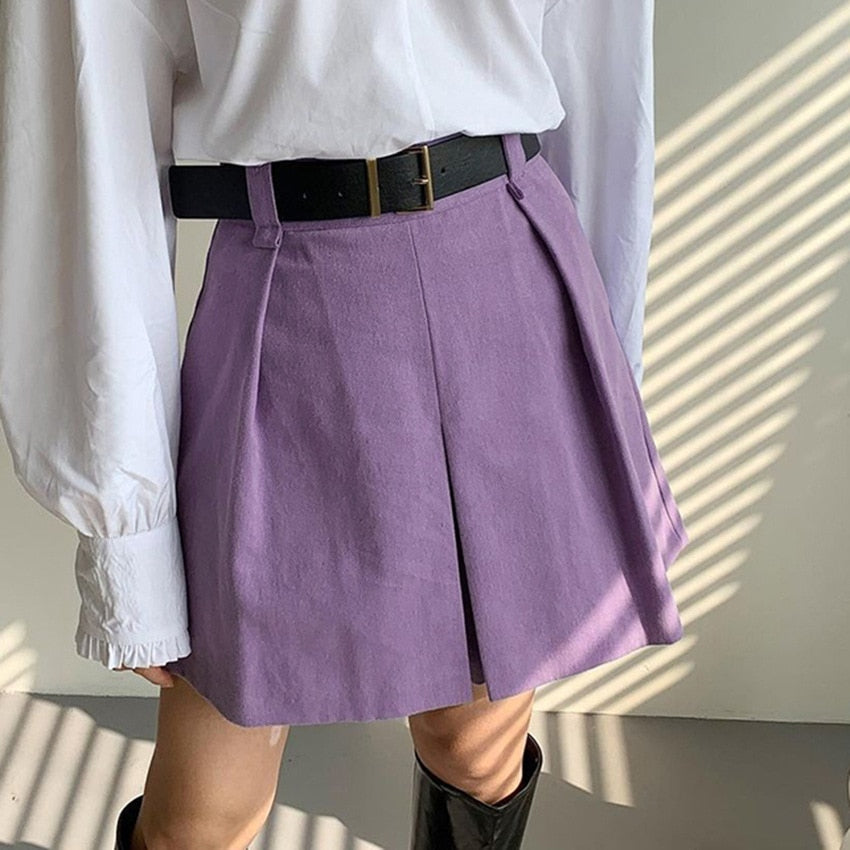 High Waist Folds Short Skirts - Viola