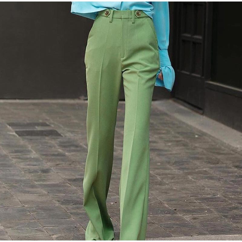 High Waist Mopping Trousers - AZALEA