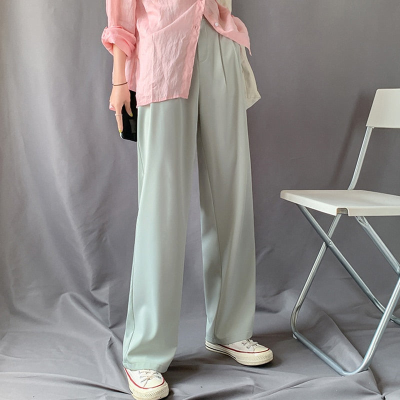 Pleated High Waist Loose Trousers And Shirt - Tilly