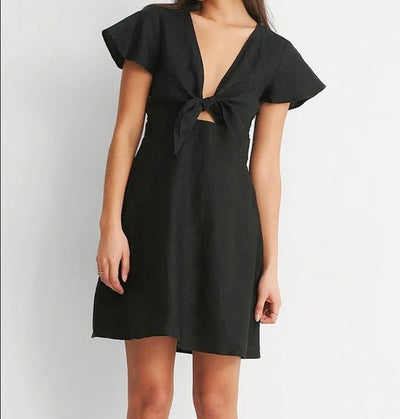 Hollow Out V-Neck Dress - Lavi