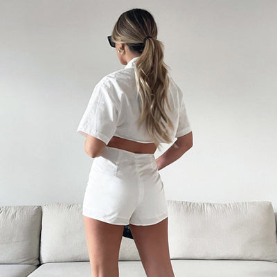 2- Piece Summer Suit Crop Top + Shorts - TARAH