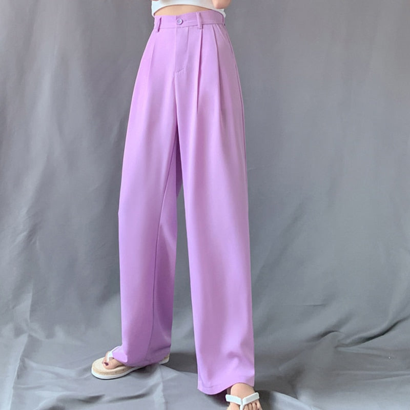 Pleated High Waist Loose Trousers And Shirt - Tilly