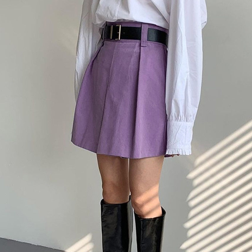 High Waist Folds Short Skirts - Viola