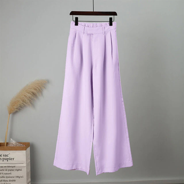 Pleated High Waist Loose Trousers And Shirt - Tilly