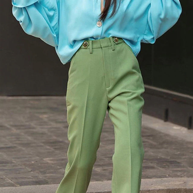 High Waist Mopping Trousers - AZALEA